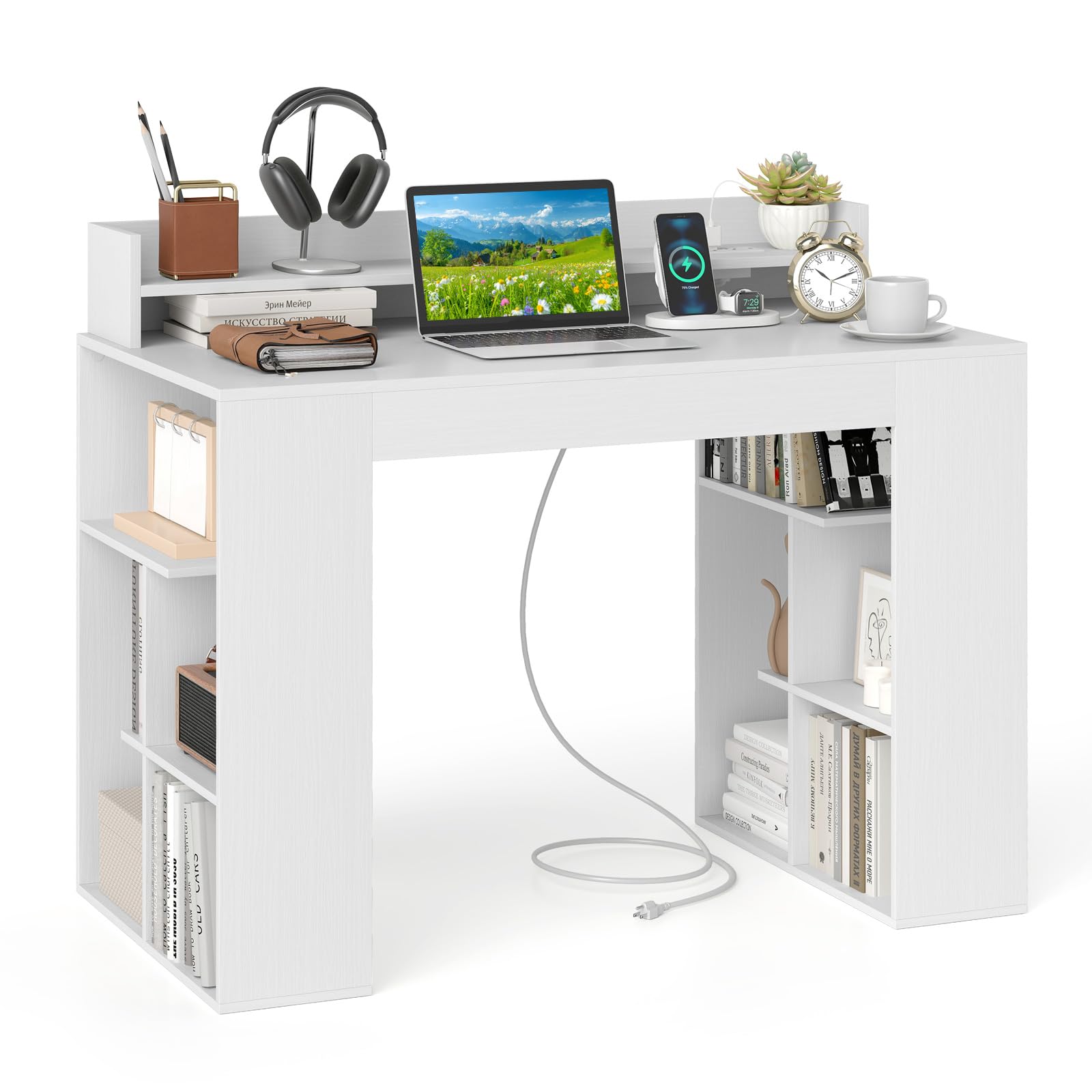 Tangkula Computer Desk with Power Outlets
